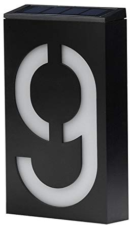 Numeri civici in metallo per porte di casa, Segno di indirizzo esterno con luce solare for numero civico(Digital 9)