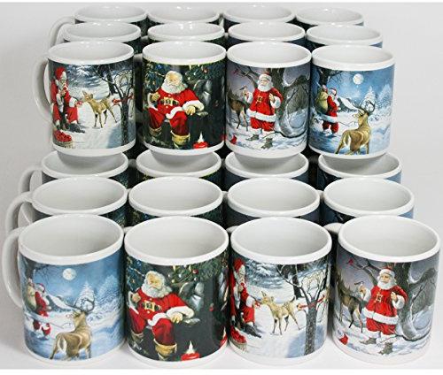 Annastore 36 x Weihnachtstassen Nostalgie aus Keramik | Glühweintassen - Weihnachtsbecher - Glühweinbecher
