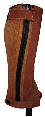 Hands On Equestrian Childrens Horse Riding Chaps Gaiters Black or Brown Amara Leather (Brown, Medium)