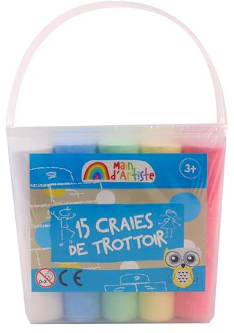 MAIN D'ARTISTE-15 gessetti XXL-035601N-Gessetti-10 cm x 2 cm-a Partire da 3 Anni, Multicolore, 15 Unité (Lot de 1), 035601N