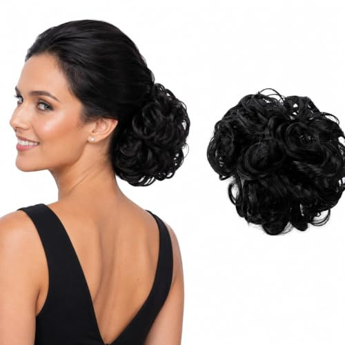 CAISHA Dutt Haarteil Haarknoten Kordelverschluss DM15cm Schwarzbraun HK102