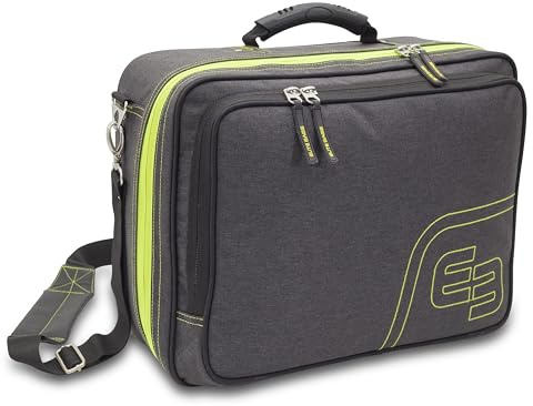 ELITE BAGS - URB&GO Pflegetasche | grau-bitone mit lemonfarbigen Akzenten | viel Stauraum | herausnehmbare Modultaschen | verstaubares Rucksacktragesystem