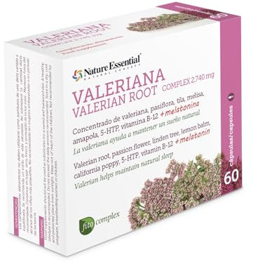 Nature Essential | Valeriana Complex 2.740 mg | 60 Cápsulas | Con Pasiflora | Fórmula a Base de Extractos Naturales