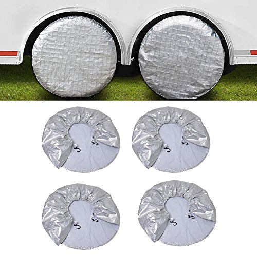 SUNSETGLOW Reifenabdeckung, 4 Stück, für Auto, lackierte Oxford-Abdominal-Baumwolle, Reifenschutz für Wohnwagen, Wohnmobile, Autos, LKWs