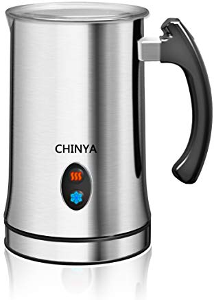 Milk Frother,CHINYA Electric Milk Frother with Hot or Cold Functionality, Foam Maker, Silver Stainless Steel, Automatic Milk Frother and Warmer for Coffee, Cappuccino and Macchiato (Silver)