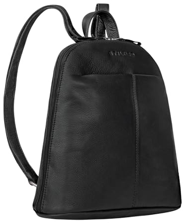 STILORD Olivia City Rucksack Damen Leder Daypack Kleiner Lederrucksack Rucksackhandtasche zum Ausgehen für 9,7 Zoll iPads und 10,1 Zoll Tablets echtes Leder Farbe:schwarz