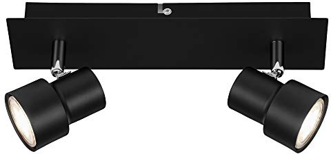 Briloner Leuchten LED Deckenspot, Deckenleuchte 2-flammig, Strahler dreh-und schwenkbar, 2x GU10, 5 Watt, 460 Lumen, 3.000 Kelvin, Schwarz 2861-025