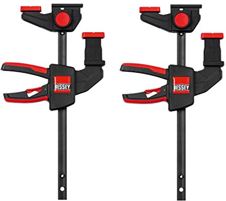 BESSEY Einhand-Tischzwinge EZR 15-6SET, Spannweite 150 mm Ausladung 60 mm, zum sicheren Fixieren von Führungsschienen, Spannen und Spreizen, Gewicht 0,88 Kg