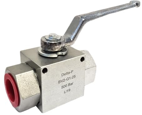 2-Way Hydraulic Ball Valve 1 BSP – 500 Bar / 7250 PSI – Heavy-Duty Steel Hydraulic Shut-Off Valve with Mounting Holes – High Pressure Inline Flow Control