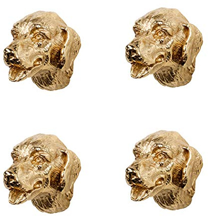 TentHome Vintage Möbelknöpfe Messing Kommodenknöpfe Schubladenknöpfe Set Tiere Dekor Schrankknöpfe Möbelknauf Schubladengriffe Küchengriff Möbelgriff Gold, 4 Stück, Hund