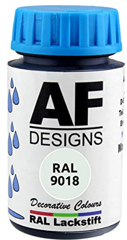 Alex Flittner Designs Pintura de pintura RAL 9018, color blanco satinado, 50 ml, madera, metal, muebles de baño, barniz retocado de recompatible conción