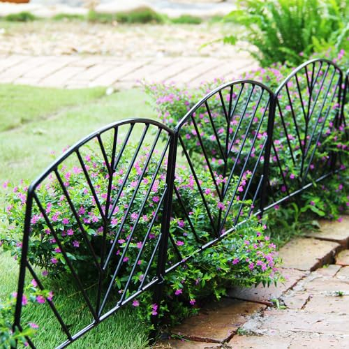 SCENDOR GARDEN 5er-Pack Dekorative Zäune 43 cm x 2,4 m Garten Metallzaun Rostfrei Outdoor Landschaft Patio Zäune Blumengarten Tierhunde Barriere Schwarze Dekorpaneele