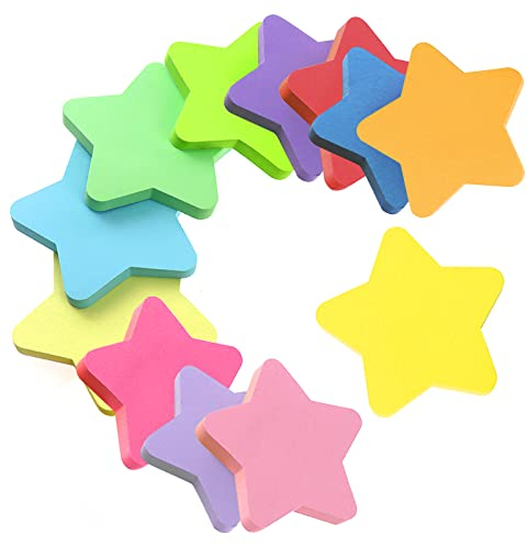 12 Farben Farbige Haftnotizen, Haftnotizen Klebezettel, Farbig Blätter Notizblöck Super Sticky Notes für Büro Zuhause Schule Sitzung (Pentagramm+600 Blatt+70 * 70mm)