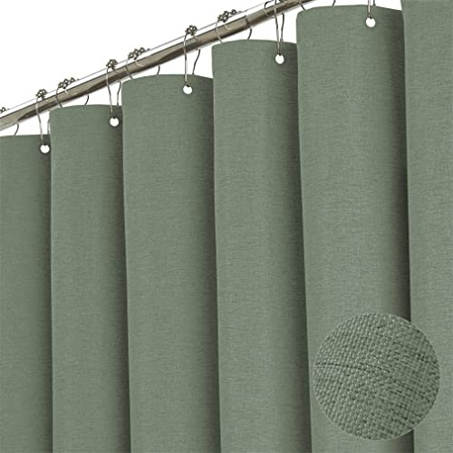 TURIM Premium Duschvorhang Leinen Stoff Textil 240x200cm Wasserdicht Anti-Schimmel für Badezimmer Grün 240x200cm