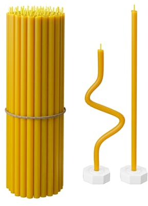 Reine Bienenwachskerzen für Zuhause - 40 Stck. Tropfenkerzen + 2 Halter, Honigduft, rauchfrei, langanhaltend, ganz natürlich für kirchliche Gebete, Hanukkah, Geburtstagskuchen, Weihnachten und Advent