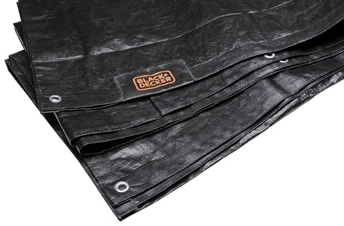 BLACK+DECKER Lona para Remolque, 3 x 4 m, Incluye Cuerda de Goma, 14 Ojales de Aluminio, Resistente al Agua