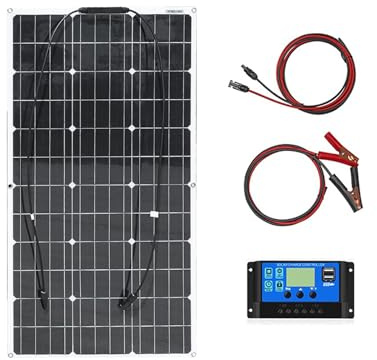Aysolar 100W 12V Kit Solarpanel Flexibel Mit 10A Laderegler 12V, Monokristallines Photovoltaik Solarmodul,Solarkabel,für Wohnmobil, Wohnwagen, Auto,Boot,12V Batterie