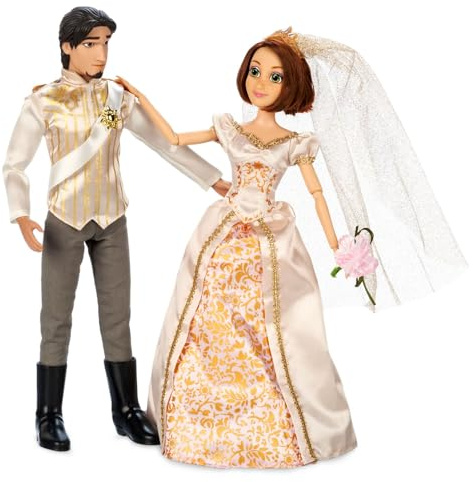 Disney Store Dolls & Games Ensemble de poupées de mariage de princesse (Rapunzel et Prince Eugene) Jouets de princesse avec détails moulés, costumes de mariage de luxe, emballage de présentation