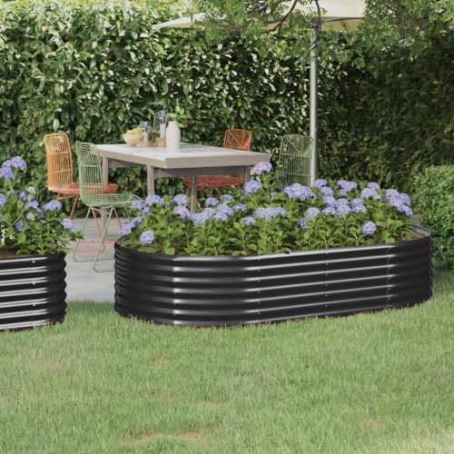 Fioriere da Giardino Cassette per la Coltivazione di Ortaggi Letto da Giardino in Acciaio a Polvere 175x100x36 cm Antracite Adatta per Corridoi, Giardini, Parchi, Balconi