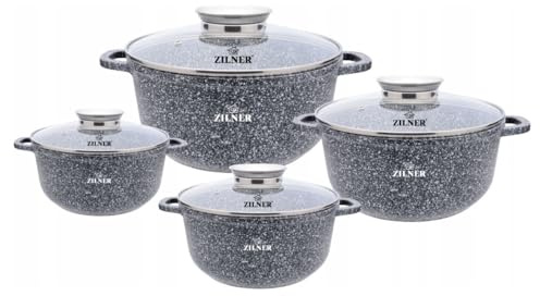 Zilner 8-TEILIGES KERAMIK-MARMOR-SET Kochtopf Set | induktions Töpfe Set, Kochtöpfe, Töpfe Induktion | Kochgeschirr Set, Topfset induktionsgeeignet ZL-007078