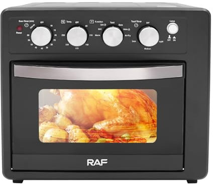 Freidora de aire caliente, horno de aire caliente de 25 l, con gran capacidad, 220 V, 1700 W, horno multifunción, rango de temperatura 80 – 230 ℃, tiempo 10-60 minutos para hogares, panaderías,