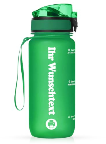 #teamludorf - MiniCAMPOS - 600ml Trinkflasche Apfelgrün – BPA-frei, auslaufsicher, personalisierbar – robuste Wasserflasche aus Tritan mit Weithals & Handschlaufe, für Schule, Fitness, Outdoor