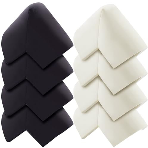 CREATCABIN 8Pcs Rubber Corner Guards Safety Corner Protectors Table Corner Cushion Soft Foam with Strong Adhesive Safety for Sharp Corner Table Desk Bed Furniture Wall 2.2x2.2 Inch White & Black