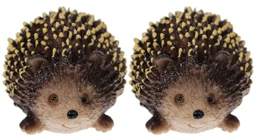 2Pcs Miniature Hedgehog Figures - Tiny Plastic Hedgehogs for Outdoor Decoration, Fairy Garden Accessories, Ideal for Plant Pots and Balcony Decor