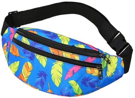 Bauchtasche Bedruckte Gürteltasche Verstellbarer Gurt Hüfttasche für Damen und Herren Outdoor Groß Handytasche Sport Wasserdicht Laufgürtel Umhängetasche Geldgürtel für Outdoor Travel (Blau)