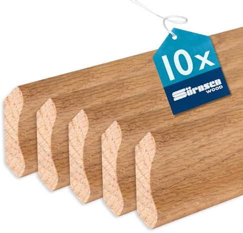 Sockelleiste Eiche massiv – 30x30x2400 mm, 10 Stück, natur matt lackiert | Sörnsen Wood Hohlkehlleiste – hochwertige Fußleisten – Beste Qualität hergestellt in Norddeutschland