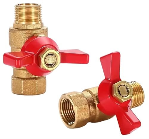 QZROPXOH 1/8 1/4 3/8 1/2 Threaded Mini Male To Female Brass Ball Valve Air Compressor Water Gas Oil Shut Off Valve(RED_MALE TO FEMALE)