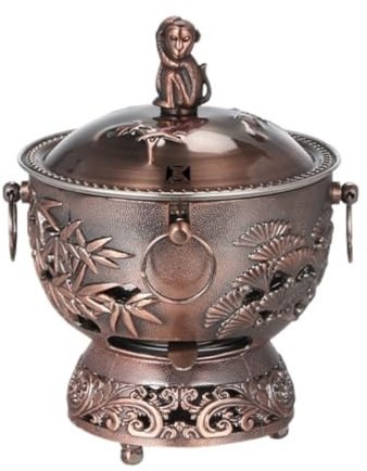 RUVOO Olla China de Carbón Caliente, Olla Caliente Tradicional Única, Olla Caliente Vintage, Cocina De Aleación De Aluminio, Olla Caliente con Alcohol, Olla De Cocina Picnic Cocina(Red Copper)