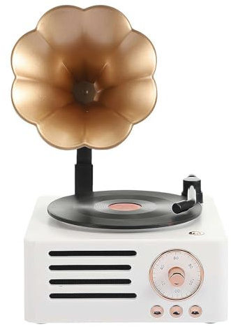 Vintage Grammophon mit Bluetooth-Ausgang, Mini Vintage Plattenspieler Retro Grammophone Plattenspieler Bluetooth Radio Wireless Connect für Home Office Zimmer Vintage Dekor Urlaub Party und