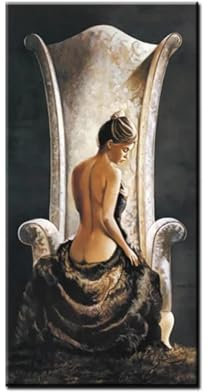 CHAOJIART Vintage, große sexy Frau auf Stuhl, Leinwand-Ölgemälde, HD-Druck, Mädchen, nackter Körper, Wandkunst, Bild für Schlafzimmer, Cuadros-Dekor, 30 x 60 cm, rahmenlos