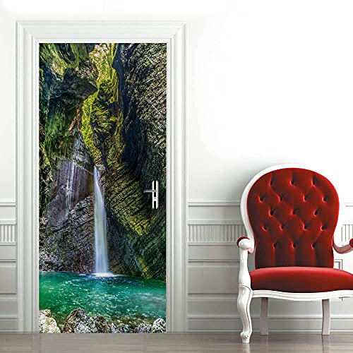 Türtapete Selbstklebend Bergbach Wasserfall Tür Türtapete Selbstklebend Türposter,Fototapete Selbstklebend 3D Pvc Türaufkleber Diy Türbild,Türfolie Poster Tapete B85 x H205cm