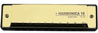 Mundharmonika Diatonische Mundharmonika Tonart C 10 Löcher 20 Töne Blues Harfe Mundharmonika Mundharmonika für Anfänger klassische Mundharmonika(Gold)