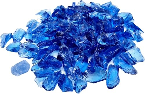 Glassteine Deko aus Recyceltem Glas - Blue 2 - 5kg - Glasnuggets Groß 3-5 cm - Dekosteine für Vasen und Blumentöpfe - Terrarium & Aquarium Steine - Gartenstein für Innen & Außen (Blue 2, 5kg)