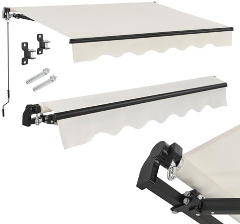 Juskys Tenda a Bracci Estensibili 400x300 cm, UV40+ & Impermeabile, con Manovella, Lunghezza & Inclinazione Regolabili, Terrazza & Balcone - Beige