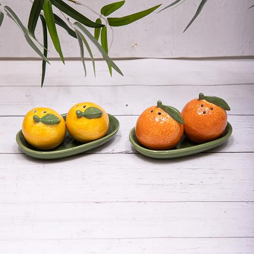 Lemon & Orange Salt & Pepper Ceramic Shaker Cruet Set (Lemons)