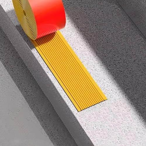 Treppenkantenprofil Gummi Trittstufen Rutschfest, Abziehbar Und Klebbar Wasserdicht Treppengummi-Streifen, Badezimmer Küche Leitern Außen & Innen Grip-Band Für Holz/Laminat/Eisen Bodenbelag(Gold,W 3cm