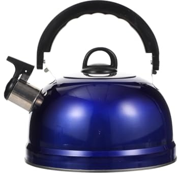 Homoyoyo Stainless Steel Whistling Kettle for Gas Stove and Induction Cooker Navy Blue Camping Tea Kettle Comfortable Handle and Fast Heating Suitable for Making Tea and Boiling Water