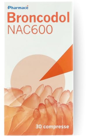 Pharmace' Broncodol NAC 600 - N-Acetilcisteina 600mg ad Alto Dosaggio - 30 Compresse Senza Glutine e Lattosio - Prodotto in Italia