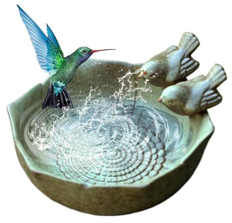 Yanayi Keramik Vogeltränken Für Garten Und Terrasse - Vintage Vogeltränke Bodenfutterschale,Künstlerisch Multifunktionales Vogelbad Garten Dekoration Für Vögel Und Insekten