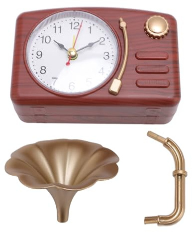 Fuchooky Réveil Vintage de Style Gramophone, alimenté par Batterie, décoration de Table de Bureau, pièce décorative de Collection (Couleur du Bois)