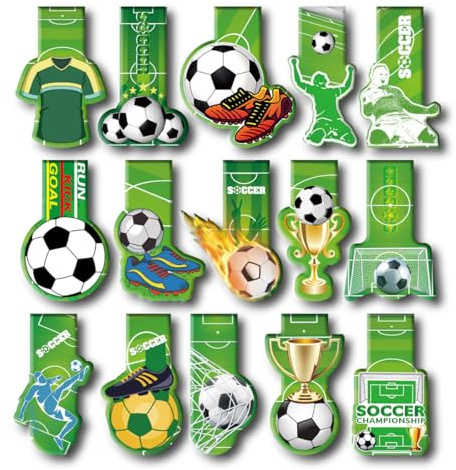 Magnetische Lesezeichen Kinder Fußball,15 Stück Fußball Kinder Fussball Mitbringsel, Kleine Geschenke für Junge, Schüler, Freund, Fußballfans