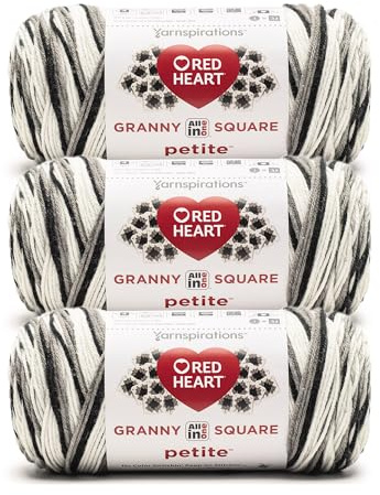 Red Heart All in One Granny Square Petite Newsie Yarn - 3 Pack of 250g/8.8oz - 100% Acrylic - #4 Worsted (Medium) - 440 Yards - Knitting/Crochet