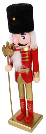 Healifty Figura de Cascanueces Soldado de Madera Decoración Navideña Tradicional Base Estable para Mesa y