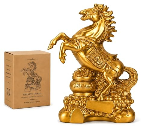 Gadpiparty Golden Chinese Zodiac Horse Figurine 3.43In Standing Sculpture for 2026 Lunar New Year Tabletop Decor Fortune Wealth Luck Symbol