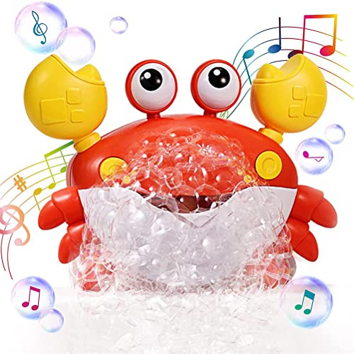 Wanym Ventouse de Baignoire Jouet de Bain pour Bébé, Crabe Bubble avec Musique, Jouet d'eau pour Bébé, Bulles pour Bébés avec Musique Cadeau pour Garçons et Filles,Rouge