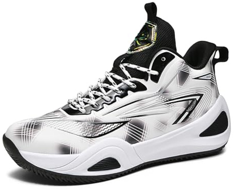 Voguerra Herrmode Basketskor Andningsbara Halkfria Slitstarka Lättviktiga Med Fålvsstöd Inomhus Utomhus Sneakers Sportstövlar(Black,35 EU)